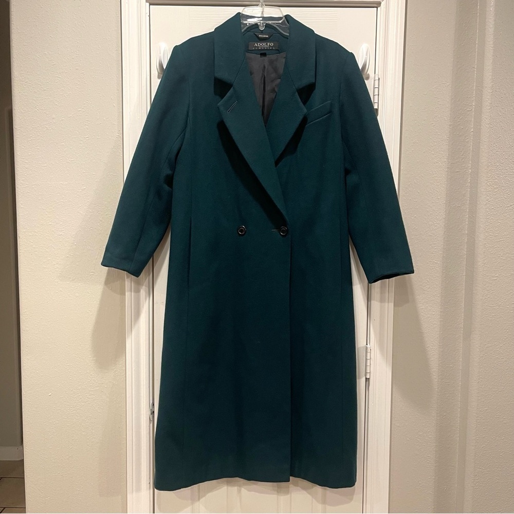 Vtg Adolfo Classics Coat Women’s 8 Long Forest Green Jacket Old Money Menswear